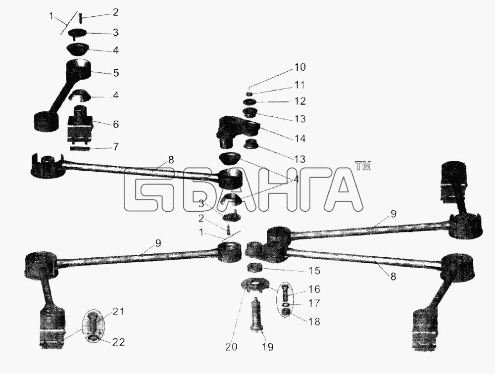 АМАЗ МАЗ-104 Схема Установка стабилизатора положения рамки-201